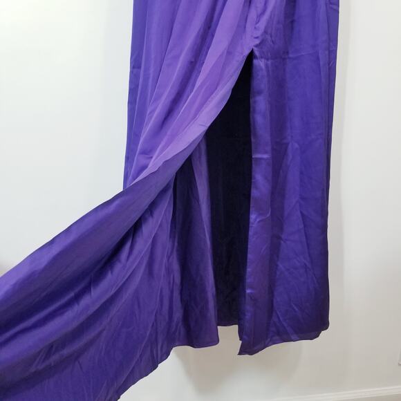 WHITE by Vera Wang Purple Regency Gown Dress One Shoulder Slit - Picture 5 of 11